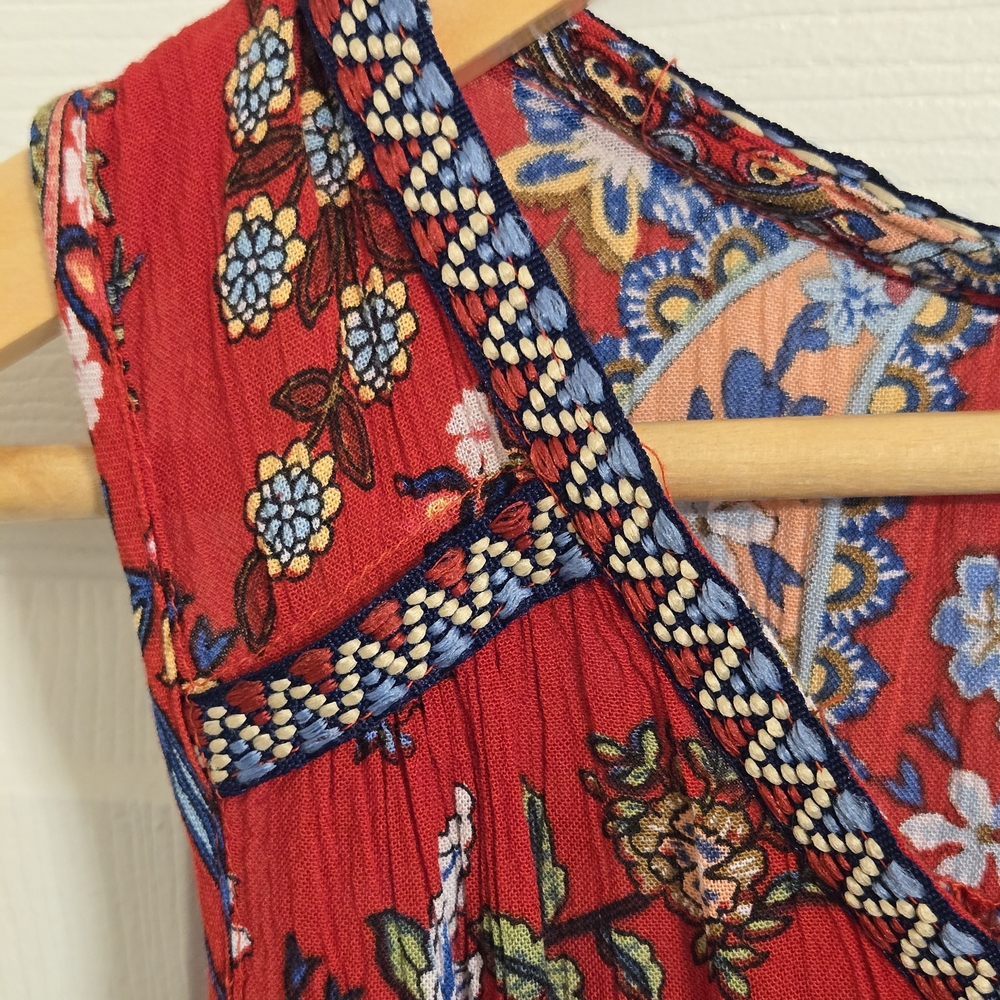Patrons of Peace Red And Blue Paisley Top Boho Hippie Size XS - Picture 2 of 9